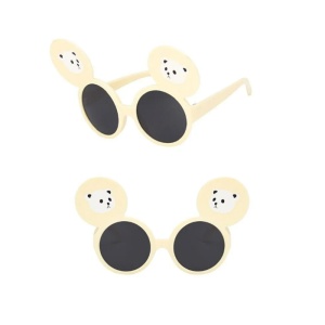 Ochelari de soare pentru copii, unisex, model cu urechiuse de ursulet, flexibili, marime universala, bej - Img 3