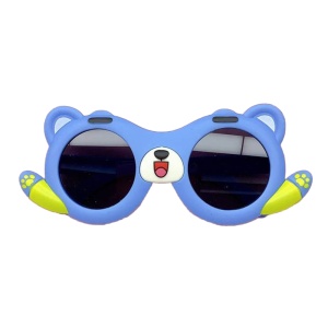 Ochelari de soare pentru copii, unisex, model cu ursulet prietenos, tematica teddy the friendly buddy, marime universala, albastri - Img 2
