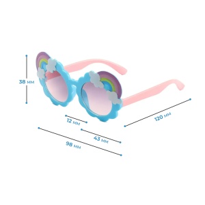 Ochelari de soare pentru copii, unisex, model curcubeu cu accesorii, marime universala, albastri - Img 2