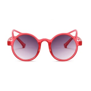 Ochelari de soare pentru copii, unisex, model pisicuta, accesorii urechiuse, marime universala, rosii - Img 2