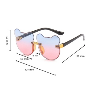 Ochelari de soare pentru copii, unisex, model ursulet, gradient, marime universala, albastri cu rosu - Img 3