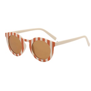 Ochelari de soare pentru copii, unisex, model vintage, rama cu imprimeu, tematica fashion summer, marime universala, maro