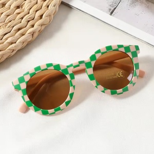 Ochelari de soare pentru copii, unisex, model vintage, rama cu imprimeu, tematica fashion summer, marime universala, verzi - Img 4