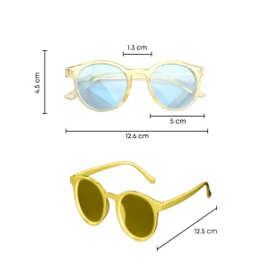 Ochelari de soare pentru copii, unisex, model vintage, rame fashion, M2, marime universala, galbeni - Img 4