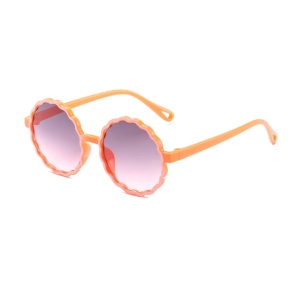 Ochelari de soare pentru copii, unisex, rotunzi, model summer cool, marime universala, portocalii