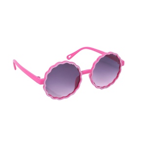 Ochelari de soare pentru copii, unisex, rotunzi, model summer cool, marime universala, roz aprins - Img 3