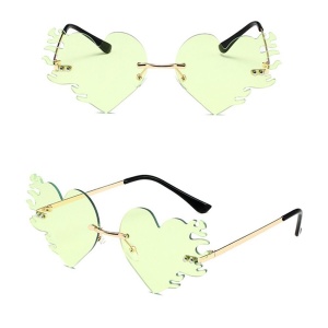 Ochelari de soare pentru femei, model hot cu inimioara, tematica let's party, marime universala, verzi - Img 3