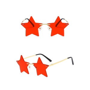 Ochelari de soare pentru femei, model super cool cu stea, tematica new star in town, marime universala, rosii - Img 3