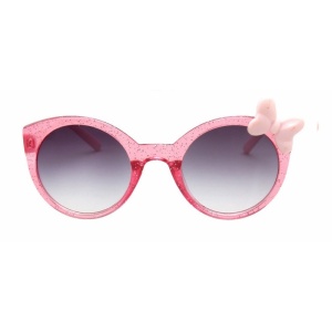 Ochelari de soare pentru fetite, model cu rama semitransparenta accesorizata cu fundita chic, tematica glitter summer, marime universala, roz - Img 2
