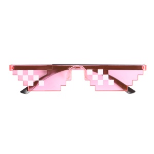 Ochelari de soare, unisex, model pixelat, tematica thug life, marime universala, roz - Img 2