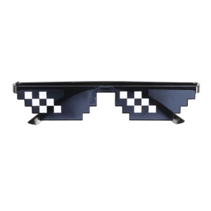 Ochelari de soare, unisex, model pixelat, tematica thug life, marime universala, negri - Img 3