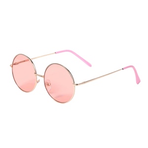 Ochelari de soare unisex, model retro rotund, tematica mistery cool, marime universala, roz