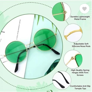 Ochelari de soare unisex, model retro rotund, tematica mistery cool, marime universala, verzi - Img 3
