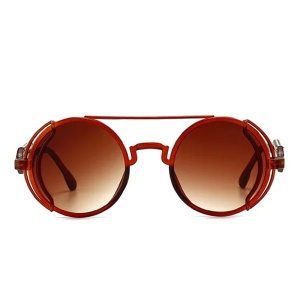 Ochelari de soare unisex, model rotund cu rama speciala, tematica steampunk summer dream, marime universala, maro - Img 2