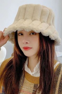 Palarie dama, model reglabil la interior, tematica cozy winter, marime universala, bej - Img 4
