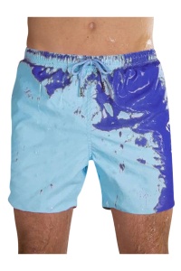 Pantaloni scurti de baie tip sort, barbati, albastru, cameleon, uscare rapida - Img 2