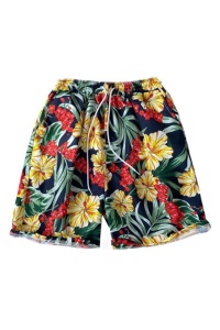 Pantaloni scurti de baie tip sort, barbati, imprimeu floral, uscare rapida, negru
