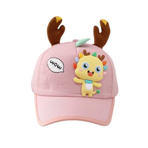 Sapca pentru copii, prindere reglabila cu scai, accesorizata cu urechiuse de ren si figurine colorate, model vesel, tematica party time, 2 – 7 ani, roz