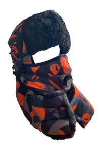 Set caciula barbatesc, impermeabila, imblanita si masca, calduroase, camuflaj portocaliu