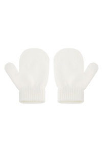 Set caciula copii cu manusi pentru iarna, model cu urechi pom pom, 1-4 ani, alb - Img 3