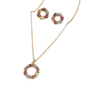 Set cercei si lantisor dama, model fashion delicat, tematica fancy style, multicolor