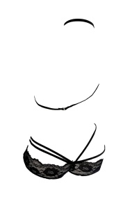 Set lenjerie sexy 2 piese cu dantela, sutien, chiloti tanga, negru - Img 2