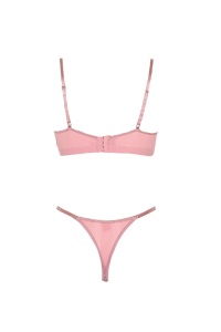 Set lenjerie sexy 2 piese cu dantela, sutien roz - Img 2