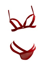 Set lenjerie sexy 2 piese, sutien si chilot tanga, rosu