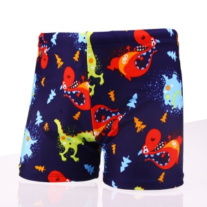 Set pantaloni de baie pentru baieti cu casca asortata, tematica lumea acvatica, model dinozauri prietenosi, albastru inchis - Img 2