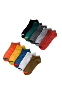 Sosete barbati, set 10 perechi, model casual, culori vibrante, scurte, detaliu de contrast, tematica feel free, M1, marimea 39 – 44, multicolor