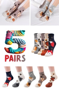 Sosete dama, set 5 perechi, model chic cu animalute, imprimeu vesel, tematica animal world, marime 38 – 42, multicolore - Img 2