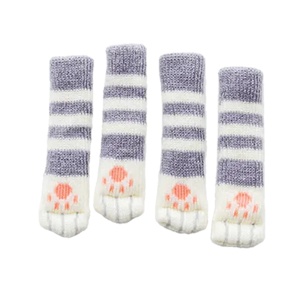 Sosete pentru mobila, protectie pentru picioarele scaunelor, model tip husa anti zgariere cu labute de pisica, tematica cozy home, marime universala, gri