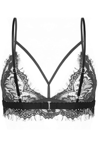 Sutien sexy dama, cu bretele decorative la decolteu, negru - Img 3