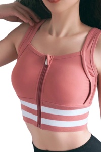Vesta fitness dama din spandex, efect de sauna, cu fermoar, Roz