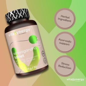 VITAXYNERGY Ashwagandha Tablet – Supliment Natural pentru Reducerea Stresului si Sustinerea Vitalitatii – 30 Tablete, Aprobat de Ministerul Sanatatii Certificat FDA, GMP, Halal - Img 2