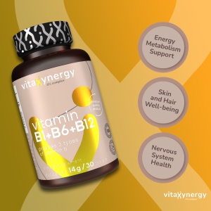 VITAXYNERGY VITAMIN B1+B6+B12 – 30 Tablete Supliment Nutritiv pentru Sanatatea Sistemului Nervos, Aprobat de Ministerul Sanatatii, Certificat FDA, GMP, Halal - Img 3