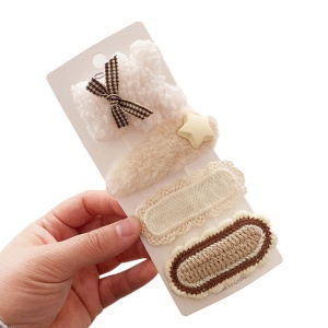 Accesorii de par, tip clema, set 4 piese, ursulet, alb - Img 3