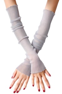 Acoperitori pentru maini tip manusi, model semitransparent si delicat, fara degete si fara prindere, tematica cute and soft, marime universala, argintii