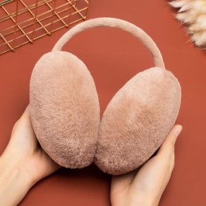 Acoperitori pentru urechi, protectie impotriva frigului, model casti care se poarta pe spatele capului, tematica fluffy and warm, unisex, marime universala, maro - Img 4