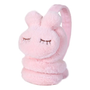 Acoperitori pentru urechi, protectie impotriva frigului, model casti pentru copii, tematica sleepy bunny, marime universala, roz deschis