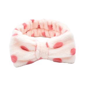 Bentita cosmetica machiaj, elastica, model cu buline colorate, crem cu buline roz, marime standard