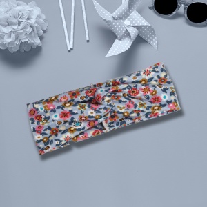 Bentita pentru par elastica, model casual, imprimeu cu flori, marime universala, albastru deschis - Img 3