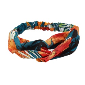Bentita pentru par elastica, model floral, multicolora cu imprimeu, marime standard
