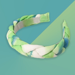 Bentita pentru par, model impletitura sofisticata, marime universala, verde - Img 3