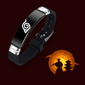 Bratara anime, model konoha, tematica ninja jutsu, unisex, neagra, - Img 3