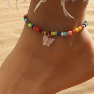 Bratara cu pandantiv in forma de fluture, margele multicolore, dama - Img 4