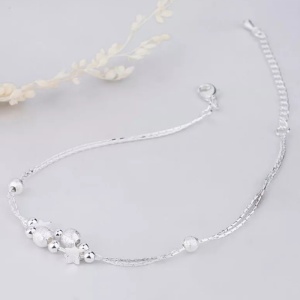 Bratara dama argint 925, model galaxie, dublat, accesorii bilute si stelute, reglabila - Img 4