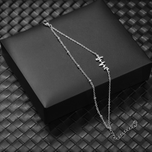 Bratara dama, model dublat cu accesorii bilute, tematica music is my life, pandantiv fantezie muzicala cheia sol cu puls si note, reglabila, argintie - Img 3