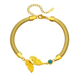 Bratara dama, model fashion cu fluturas, accesoriu norocos, tematica sweet butterfly, aurie