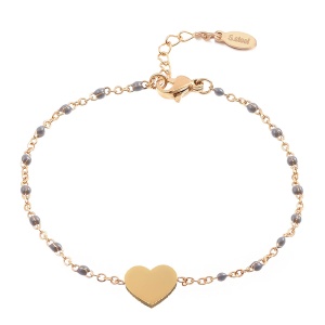 Bratara dama, model fashion delicat cu inimioara, tematica my heart is yours, reglabila, gri
